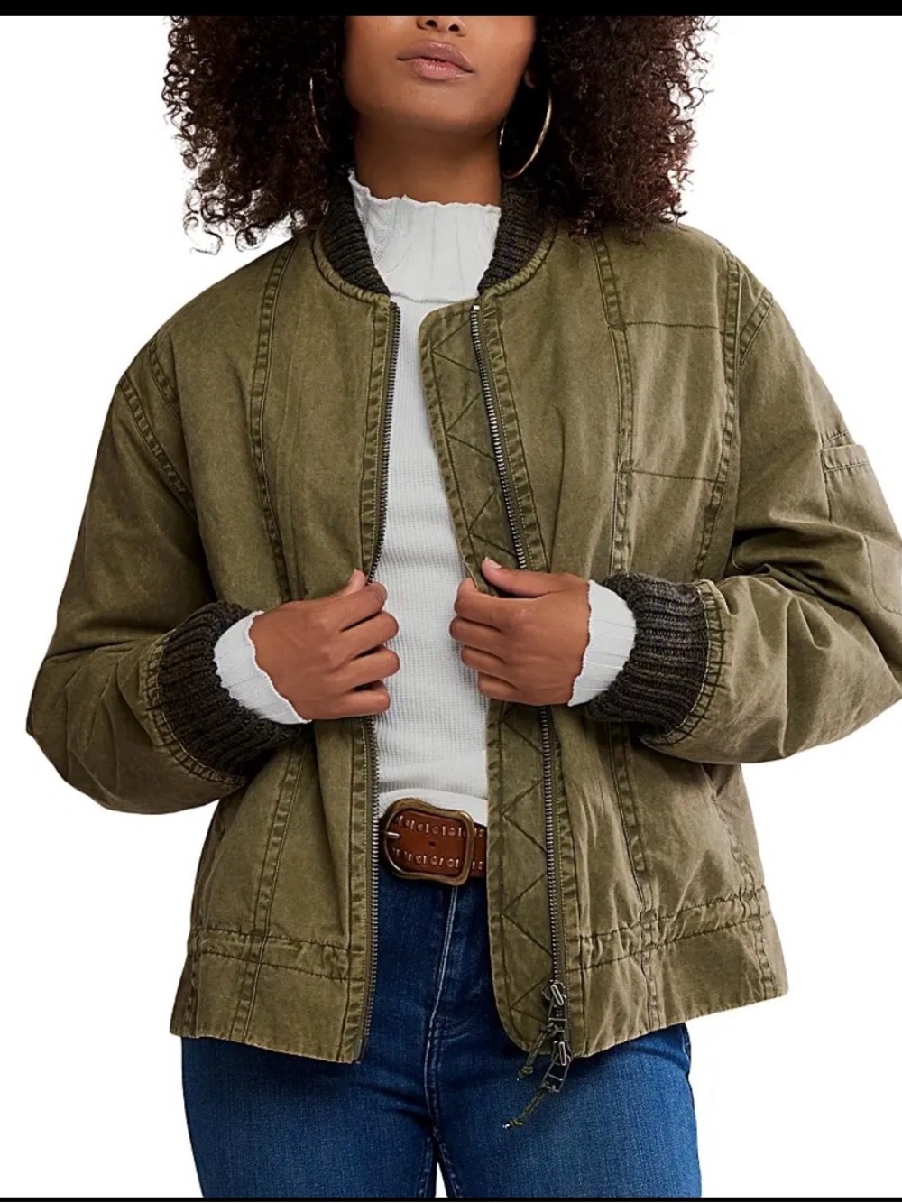 FREE PEOPLE x We The Free Jax Washed Bomber/Olive size large